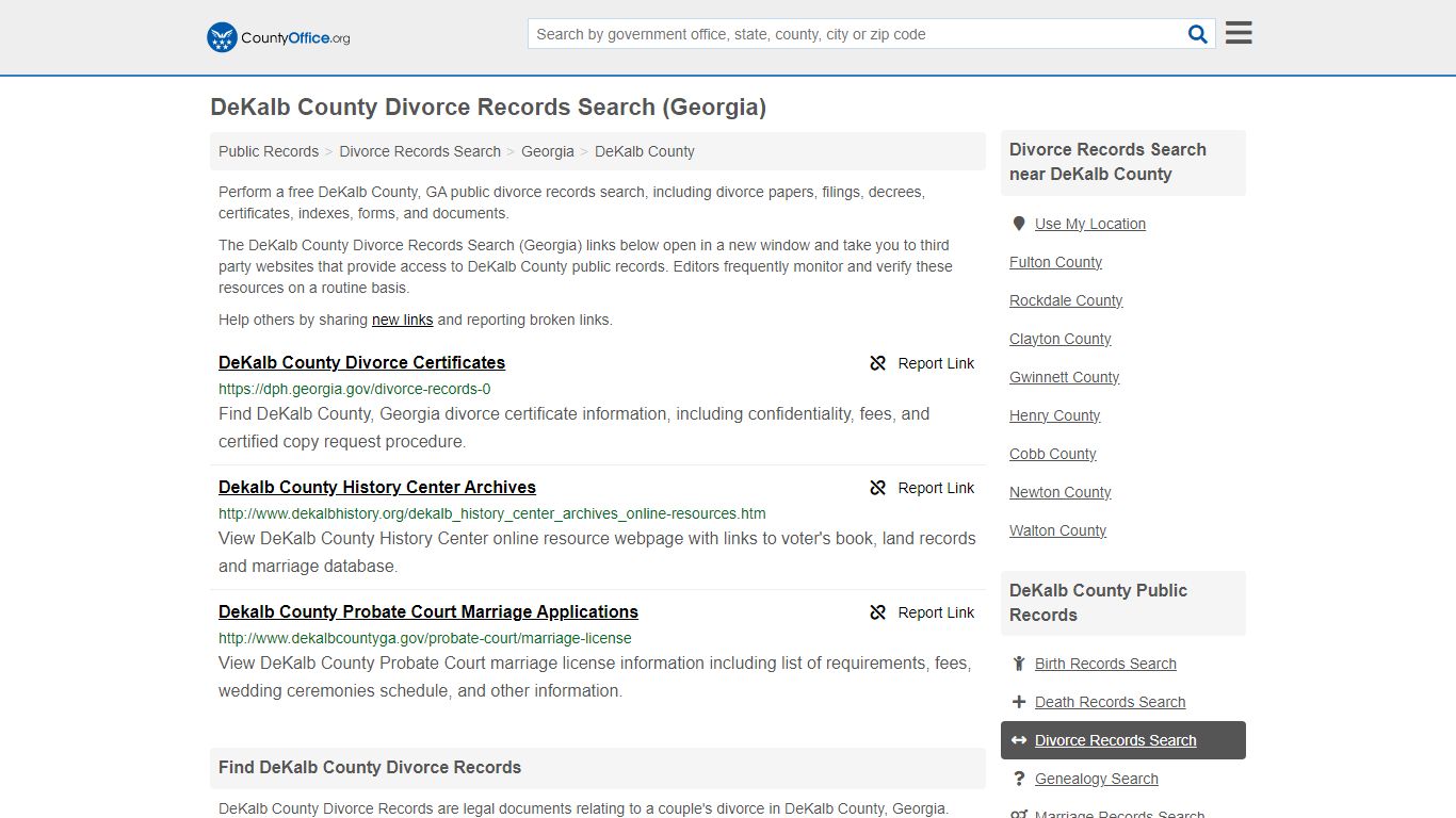 DeKalb County Divorce Records Search (Georgia) - County Office