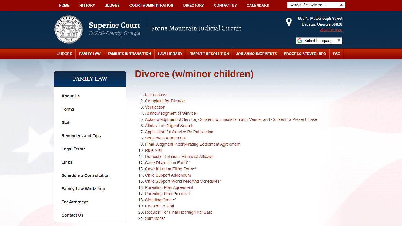 Divorce (w/minor children) - DeKalb County Georgia Superior Court